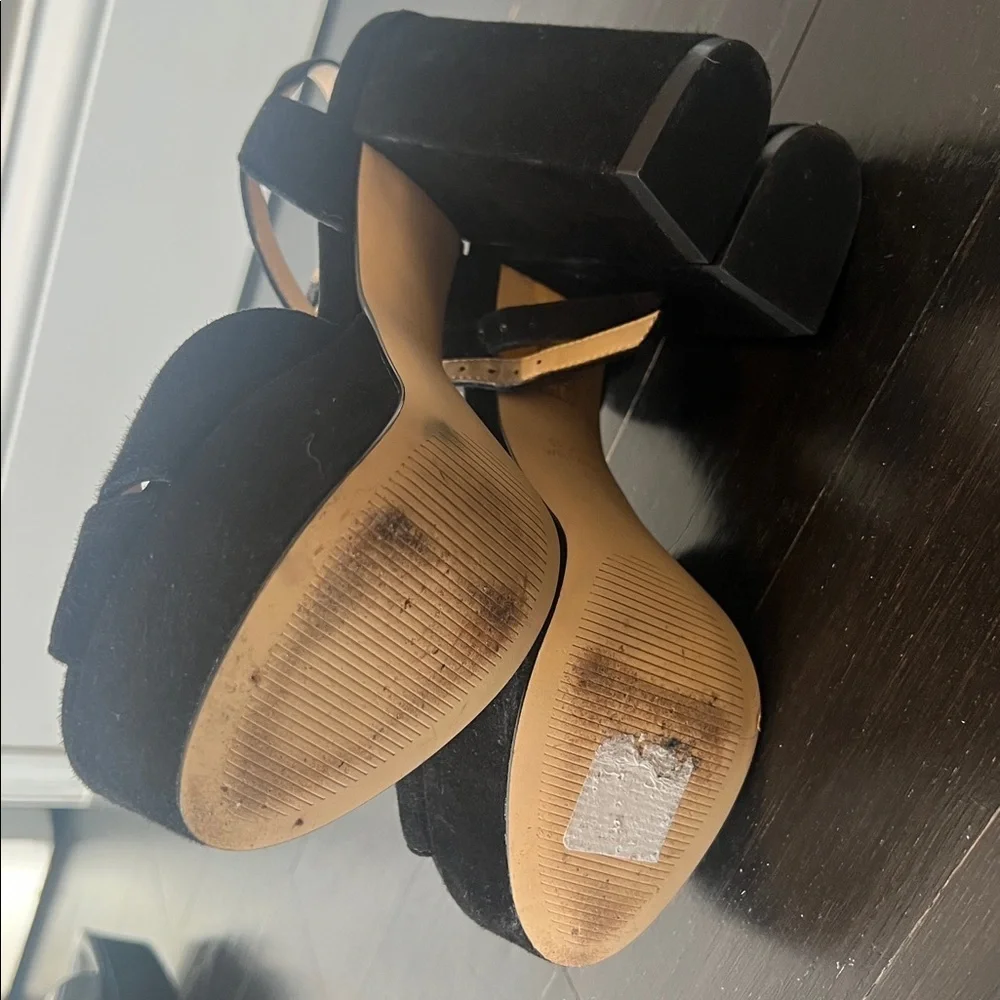 Stuart Weitzman Ivona Black Suede Platform Heels Size 4